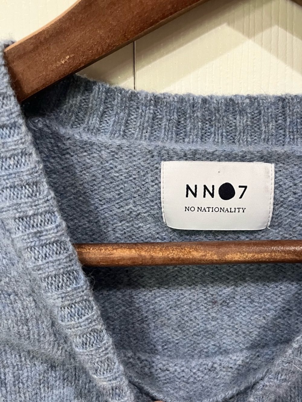 NN07 No Nationality 07 Men’s Nathan Sweater 100% Pure New Wool Light Blue Size L - Picture 5 of 9